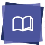 Ebook Central logo with white outline of open book on purple background