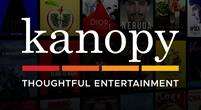 Kanopy logo with words: Kanopy Thoughtful Entertainment